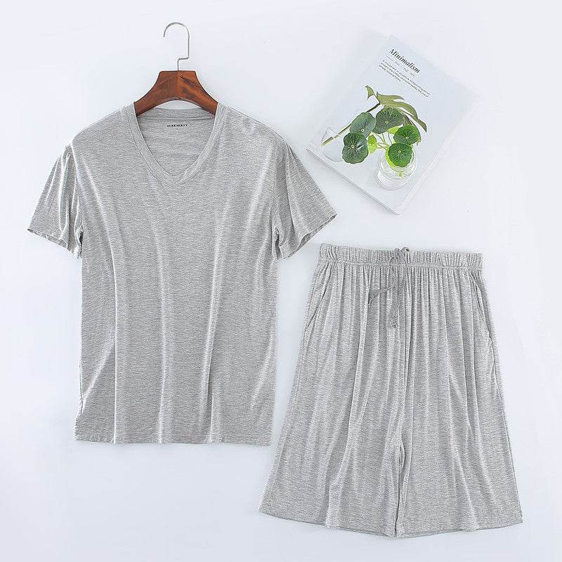 Buycenter Men's Modal T-shirt Set - Comfortable Short Sleeve Home Suit - Buy Center US
