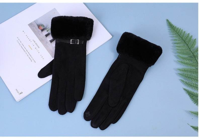 Touch Screen Fleece Cycling Gloves - Warm, Windproof Suede for Winter - Buy Center US