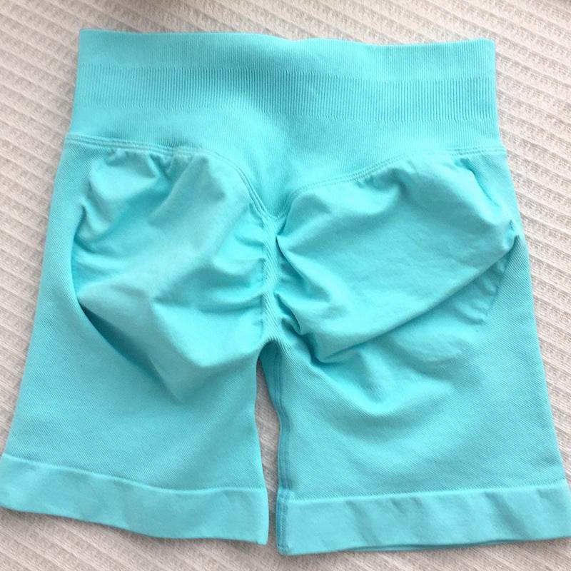 Ladies Seamless Knitted Yoga Shorts - Slim Fit in Electric Light Blue - Buy Center US