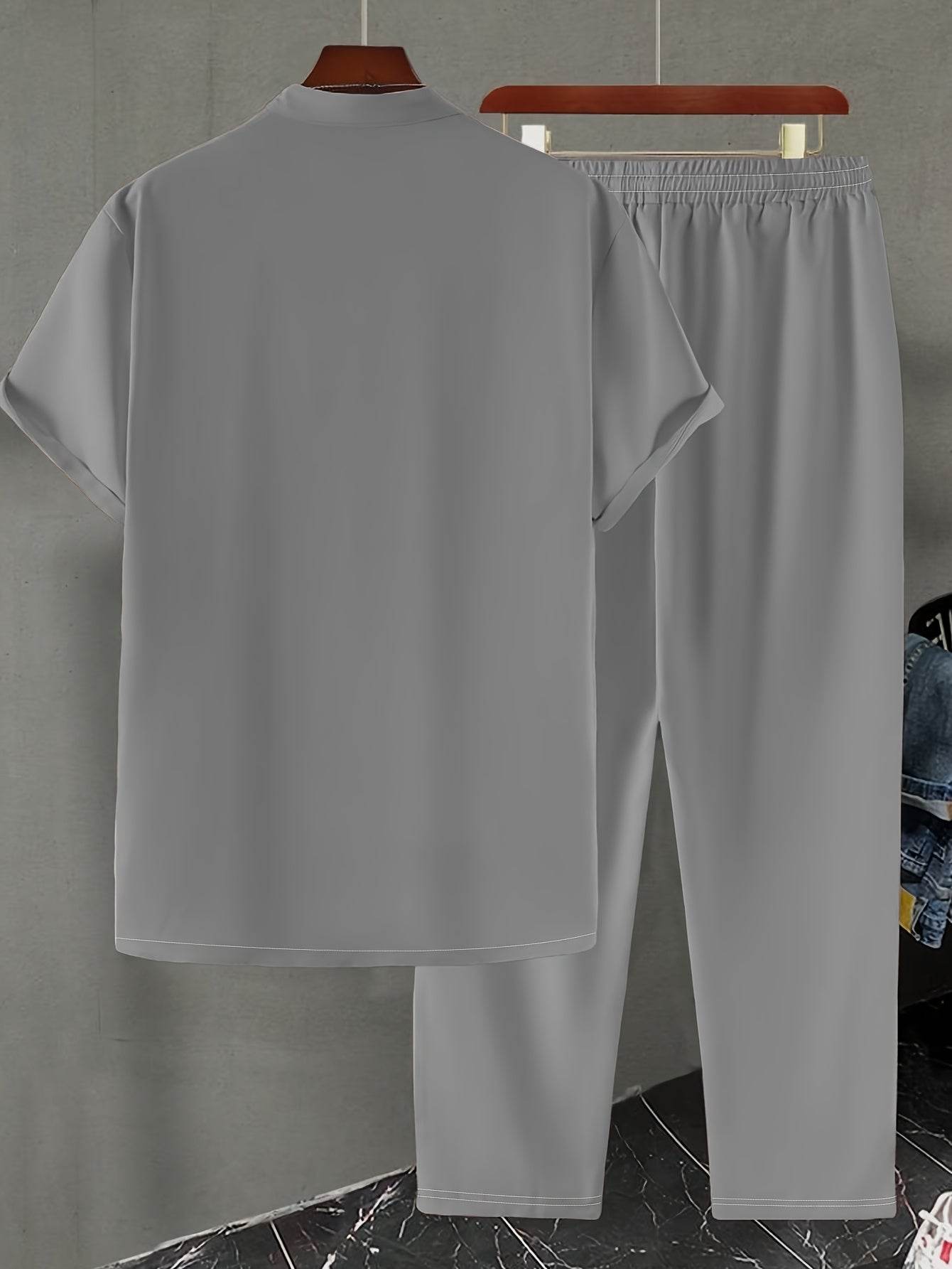 Stylish Men's Casual Suit Set - Top & Pants - Perfect for Spring/Fall - Buy Center US