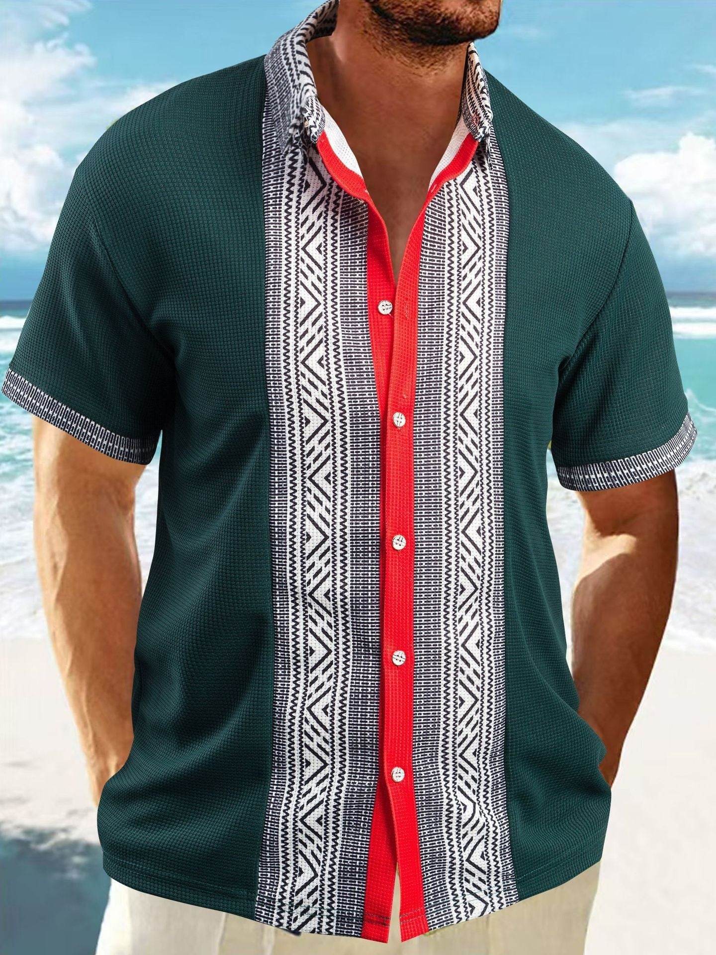 Buycenter Men's Printed Button Short Sleeve Shirt - S-XXXL Available - Buy Center US