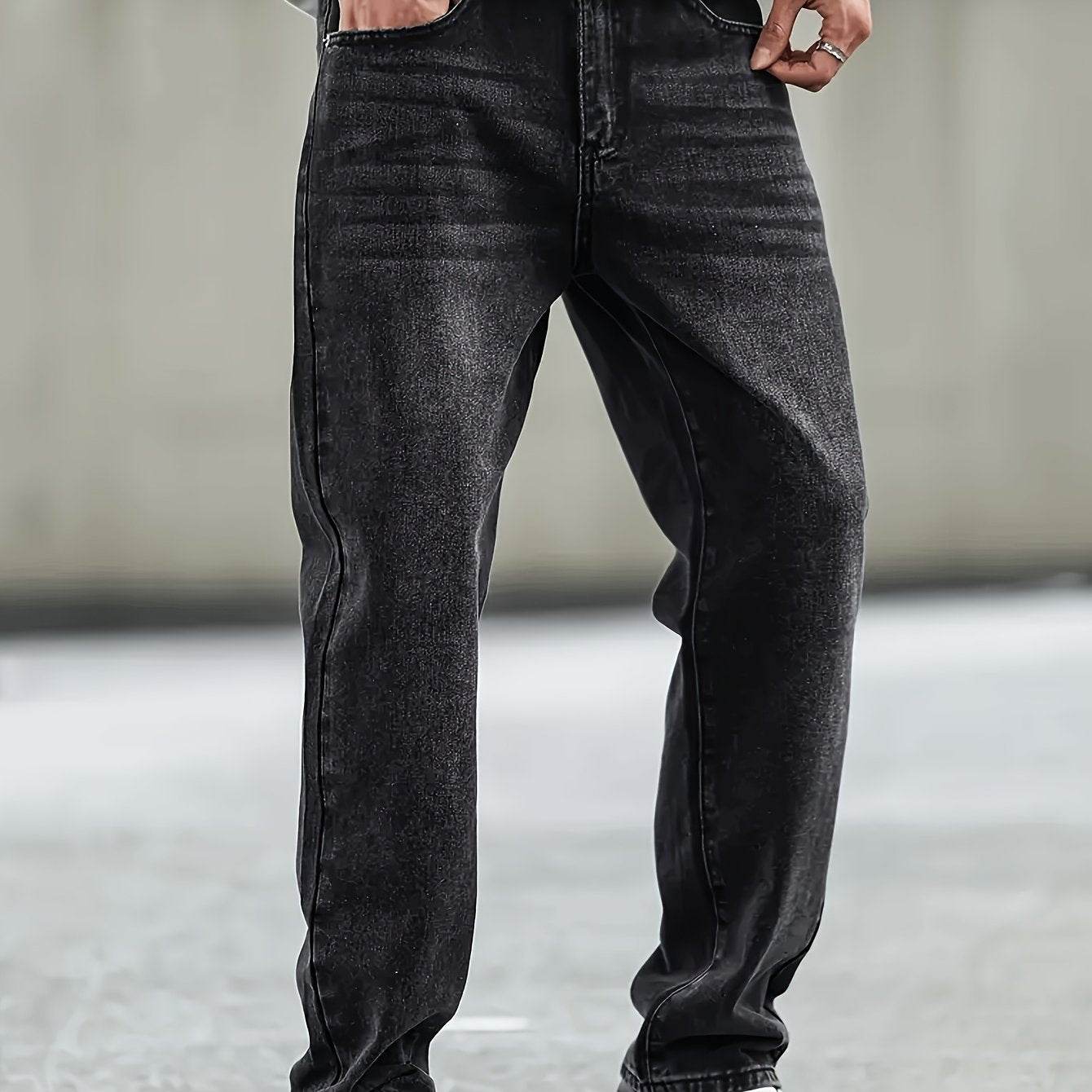 Classic Fit Cotton Blend Denim Jeans - Casual Street Style for Men - Buy Center US