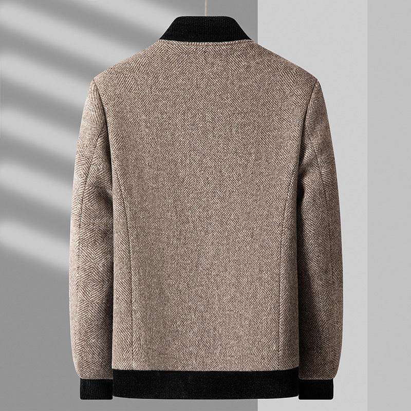 Buycenter Business Casual Woolen Jacket - Thickening Zippered Collar, Men’s - Buy Center US