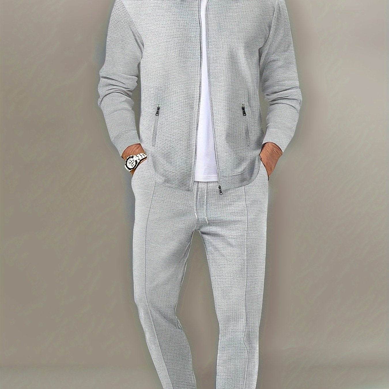 Casual September Jacket and Pants Set - Long Sleeve, Solid Color - Buy Center US