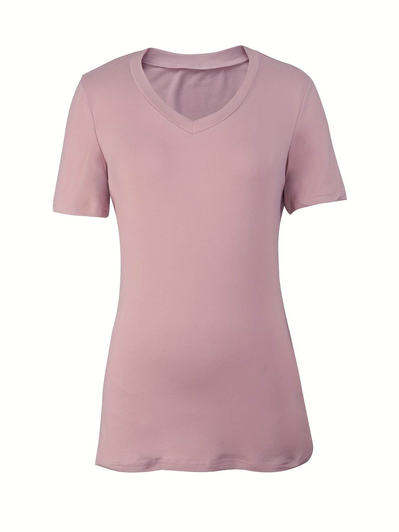 Women's V-neck Slim-fit Top - Short Sleeve, Available in Multiple Colors - Buy Center US