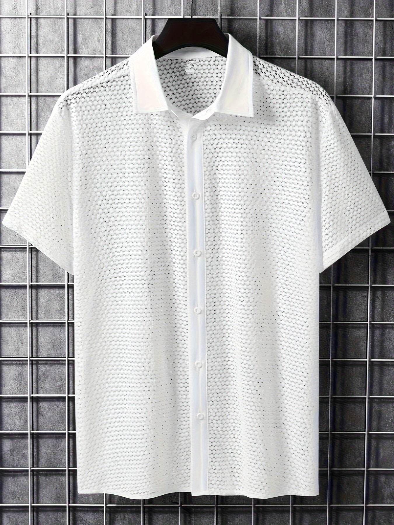 Men's Summer Slim Fit Lapel Shirt - Breathable Semi-Sheer Button Up Top - Buy Center US