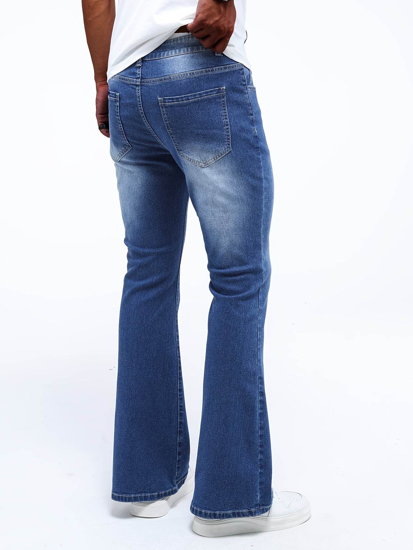 Men’s Classic Stretch Flare Jeans - Slim Fit Denim, Solid Washed Design - Buy Center US