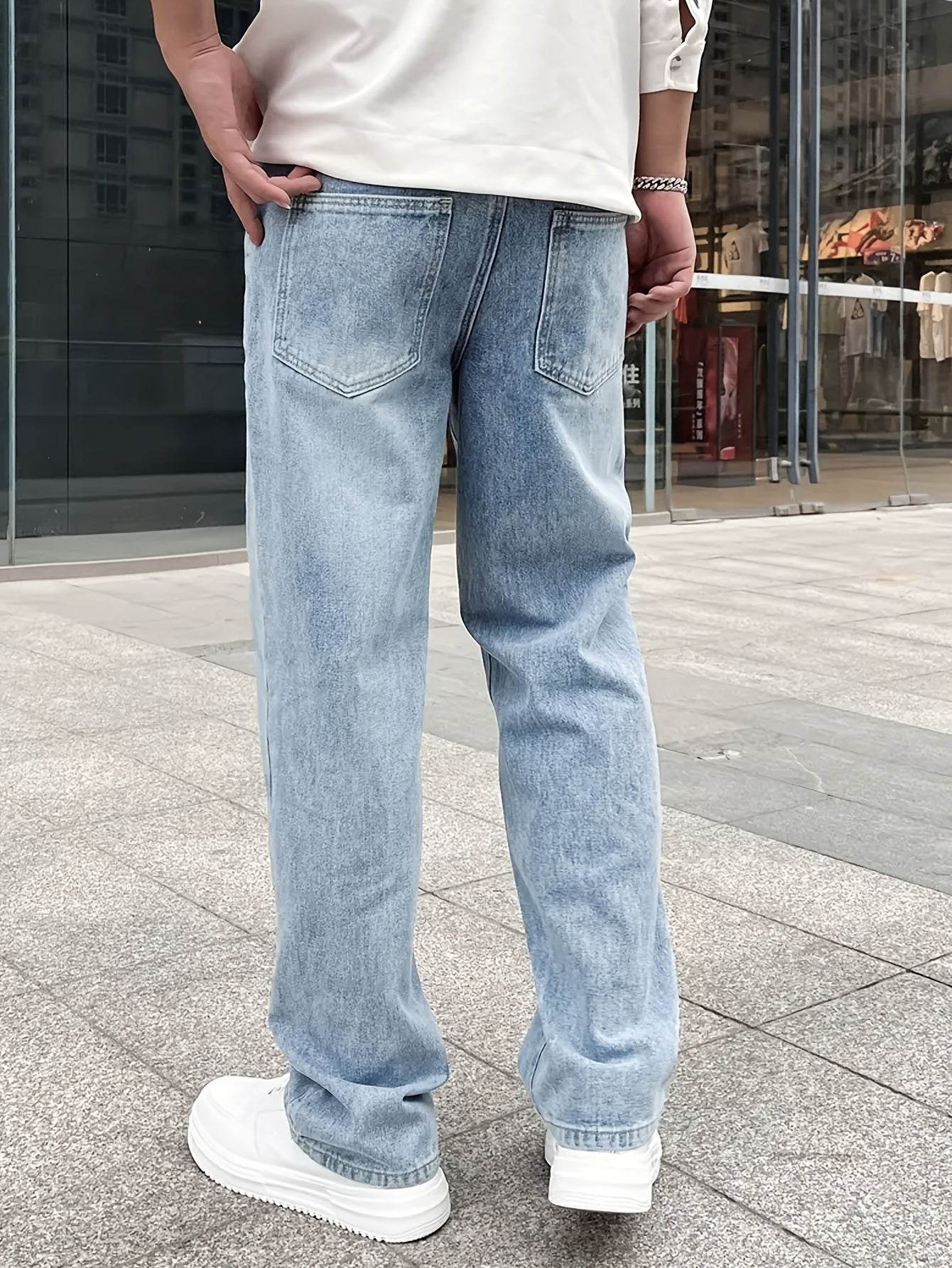 Classic Fit Cotton Blend Denim Jeans - Casual Street Style for Men - Buy Center US
