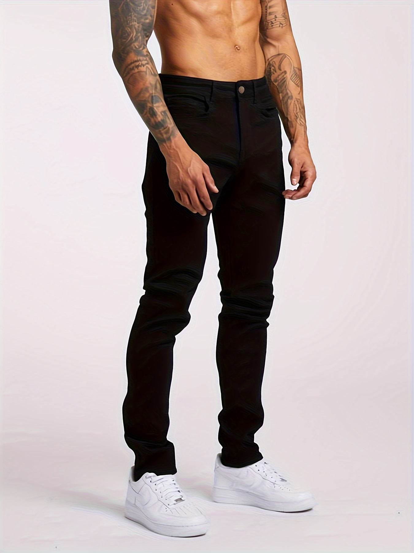 Men's Slim Fit Distressed Denim Jeans - Stretchy All-Season Casual Wear - Buy Center US