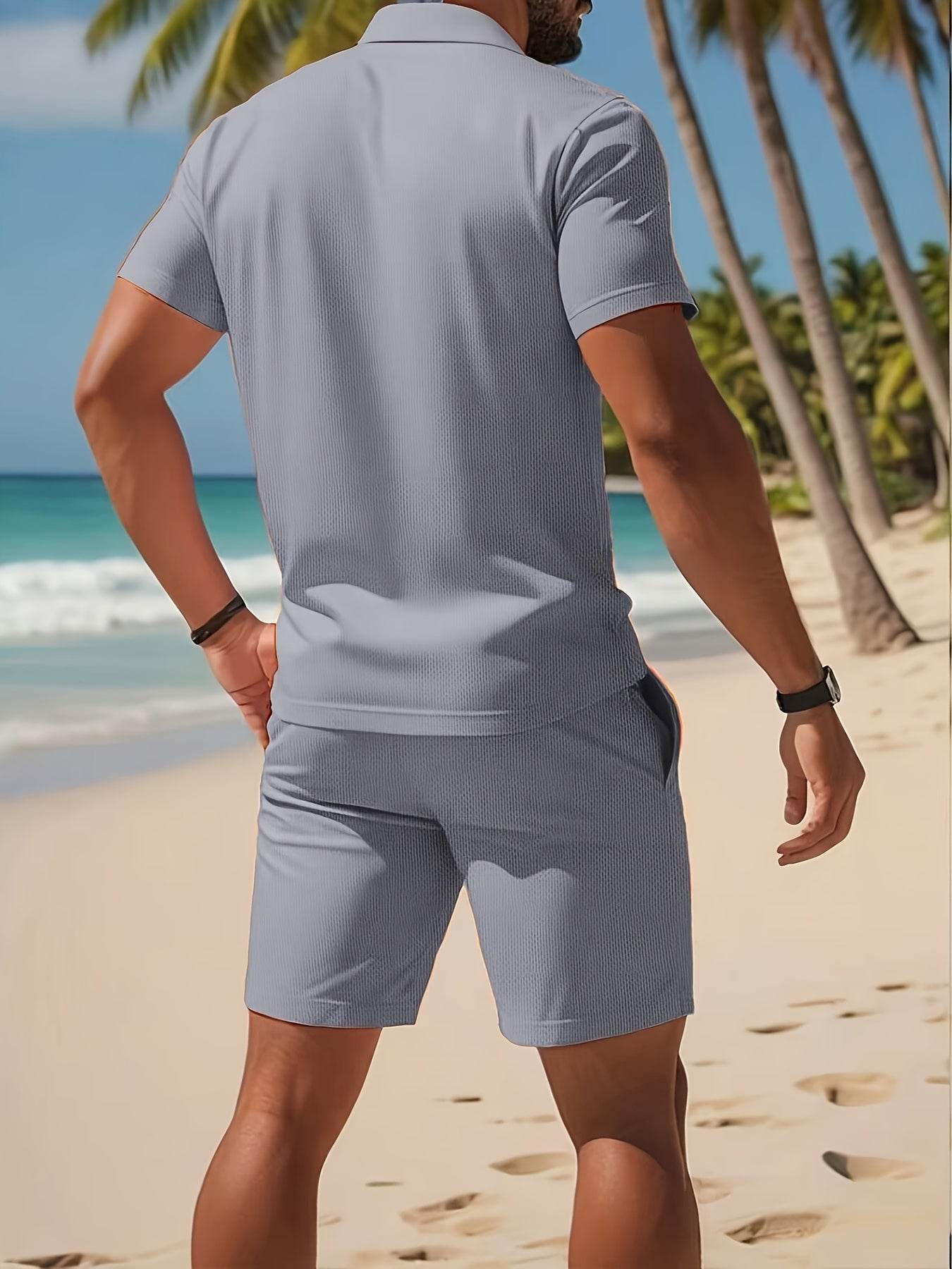 Men's Casual Summer Polo & Shorts Set - Breathable Quick-Dry Fabric - Buy Center US