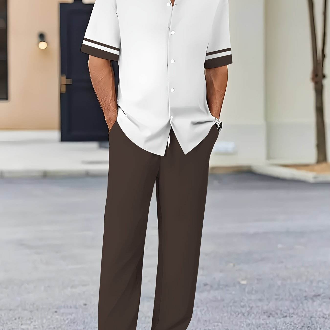 Men's Casual Novelty Clothing Set - Stylish Button-Up Shirt & Pants - Buy Center US