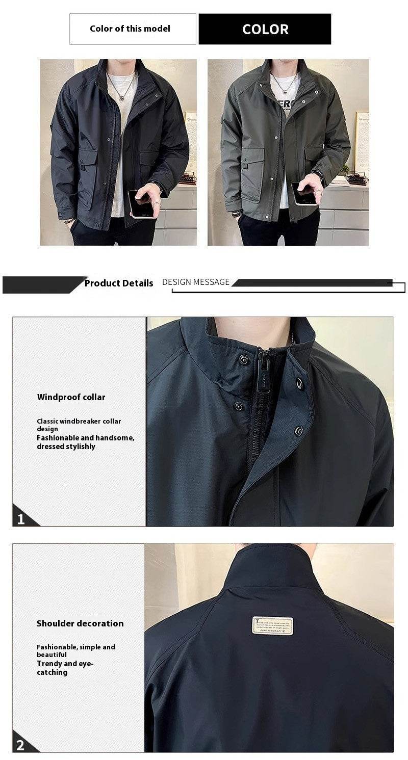Buycenter Men's High Quality Work Jacket - All-match Coat in Khaki, Gray, Black - Buy Center US