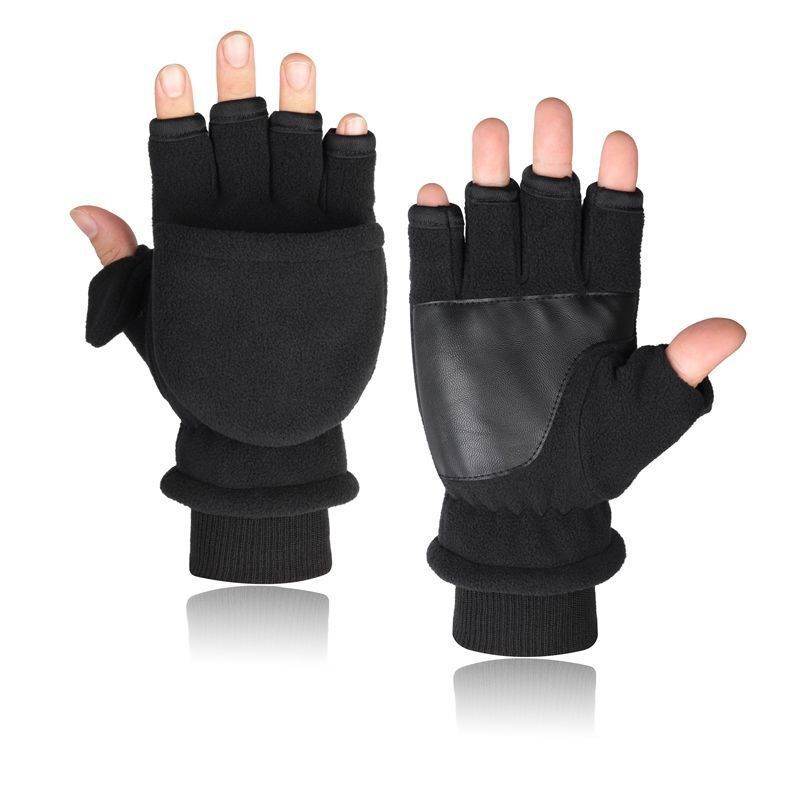 Buycenter Double-Layer Velvet Gloves - Touch Screen Half Finger Design - Buy Center US