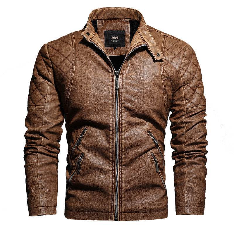 Buycenter Slim PU Leather Jacket with Plus Velvet Lining - Stylish & Comfortable - Buy Center US