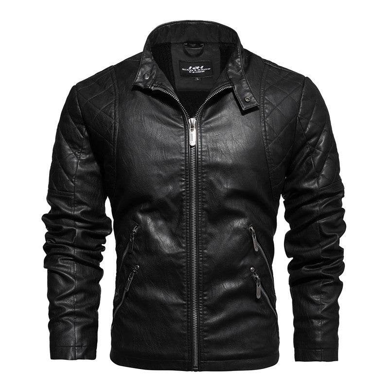 Buycenter Slim PU Leather Jacket with Plus Velvet Lining - Stylish & Comfortable - Buy Center US