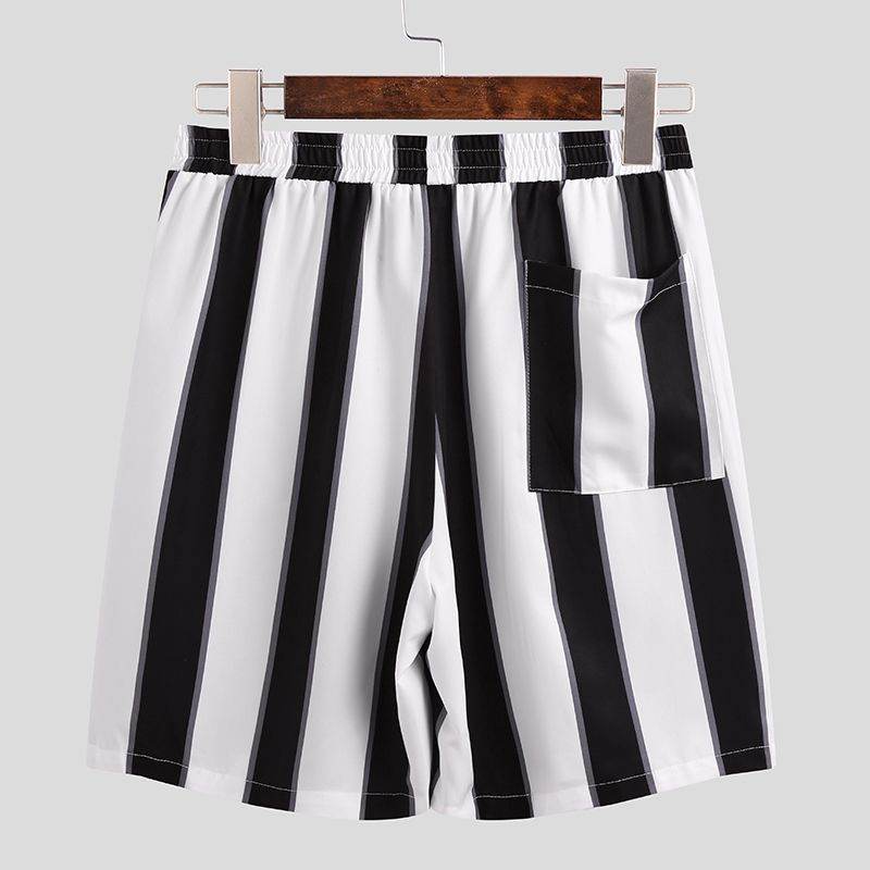 Buycenter Mens Striped Beach Pajamas Suit - Summer Leisurewear in Black & Navy - Buy Center US