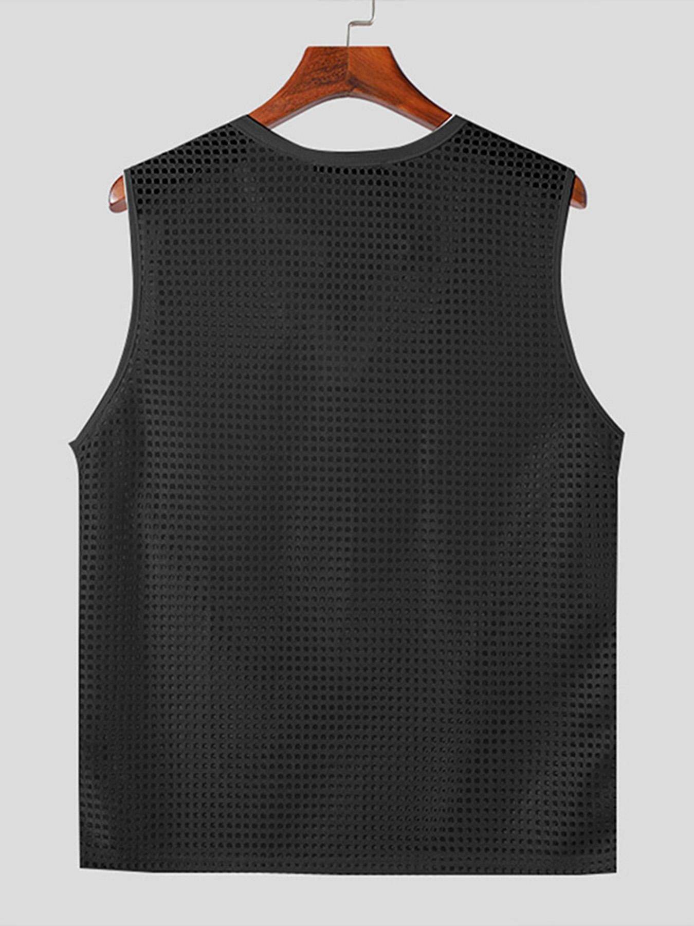 INCERUN Men’s Sexy Fishnet Vest - Hollow Notched Slim Beach/Club Wear - Buy Center US