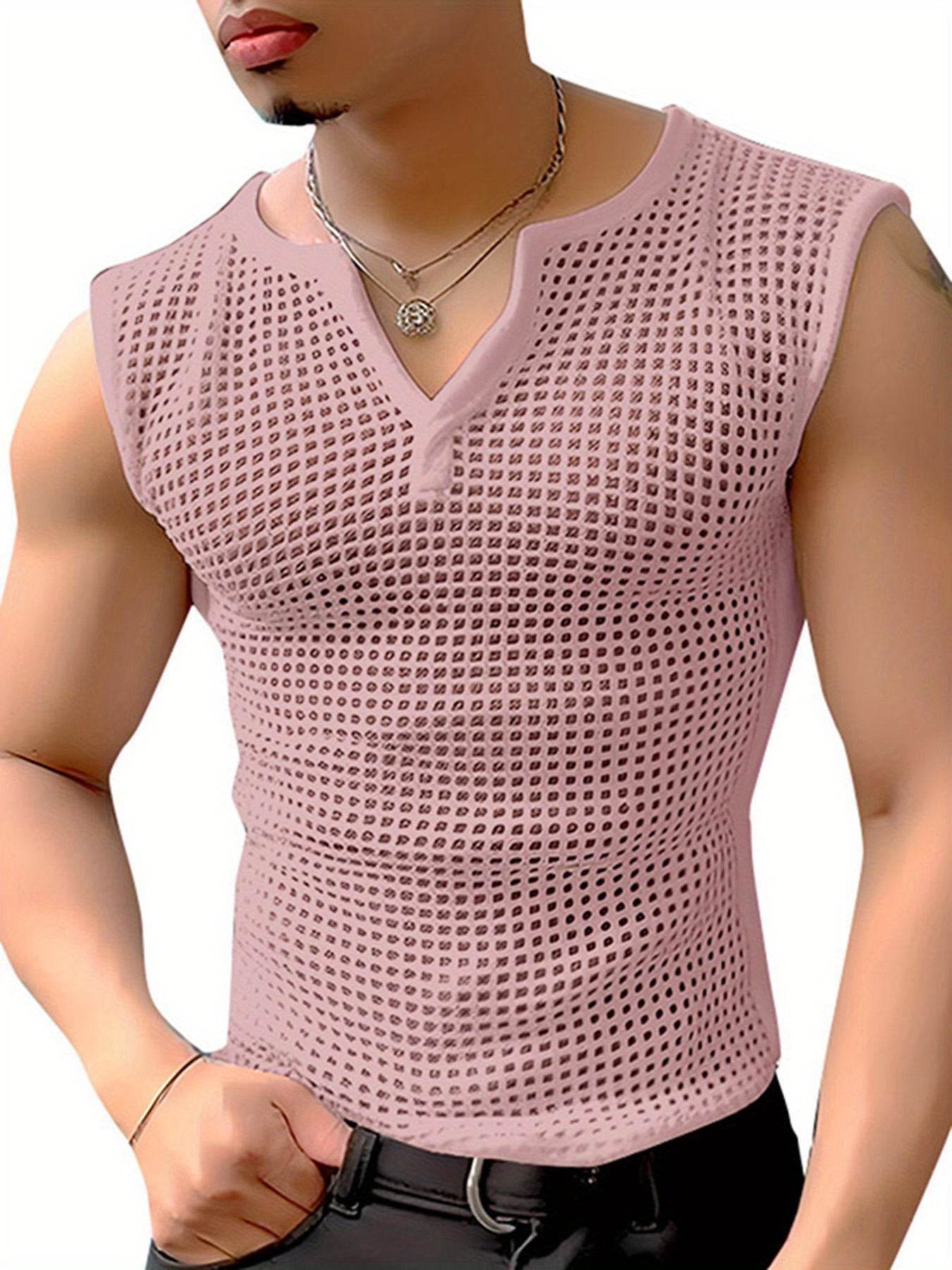 INCERUN Men’s Sexy Fishnet Vest - Hollow Notched Slim Beach/Club Wear - Buy Center US