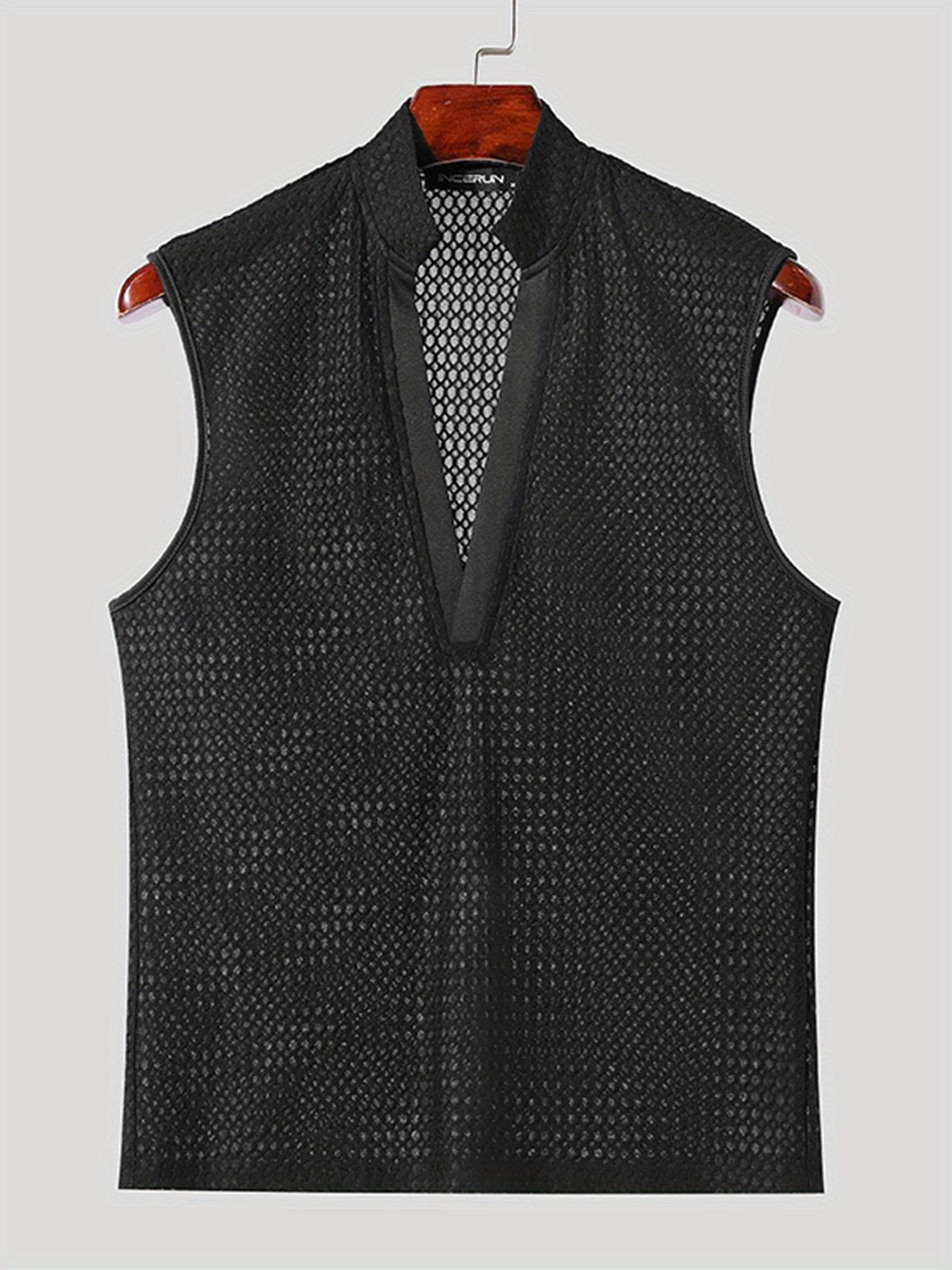 INCERUN Men's V-Neck Knit Tank Top - Casual Solid Color for Summer - Buy Center US