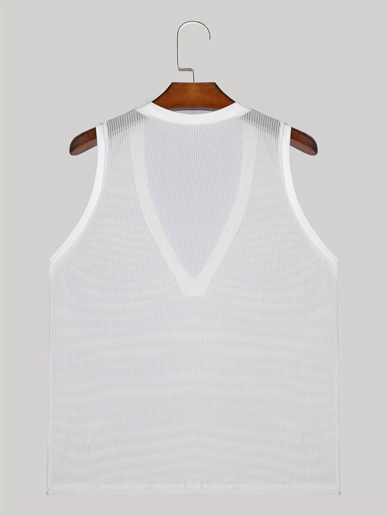 Men's Sexy Deep V-Neck Sheer Tank Top - Perfect for Nightclub Parties - Buy Center US