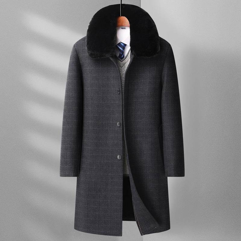 Buycenter Wool Overcoat for Men - Warm Plaid Design for Winter - Buy Center US