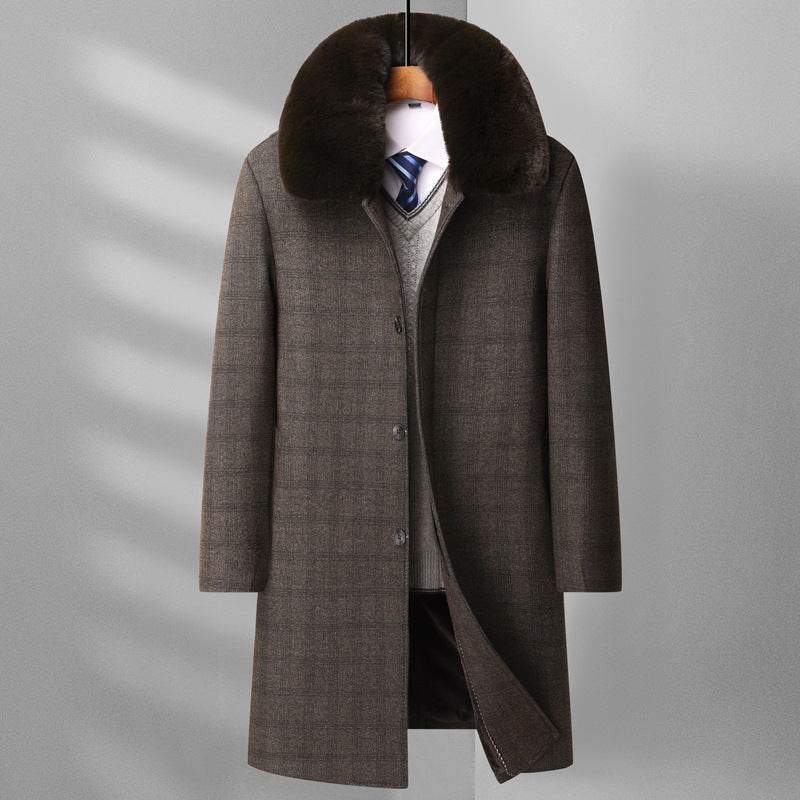 Buycenter Wool Overcoat for Men - Warm Plaid Design for Winter - Buy Center US