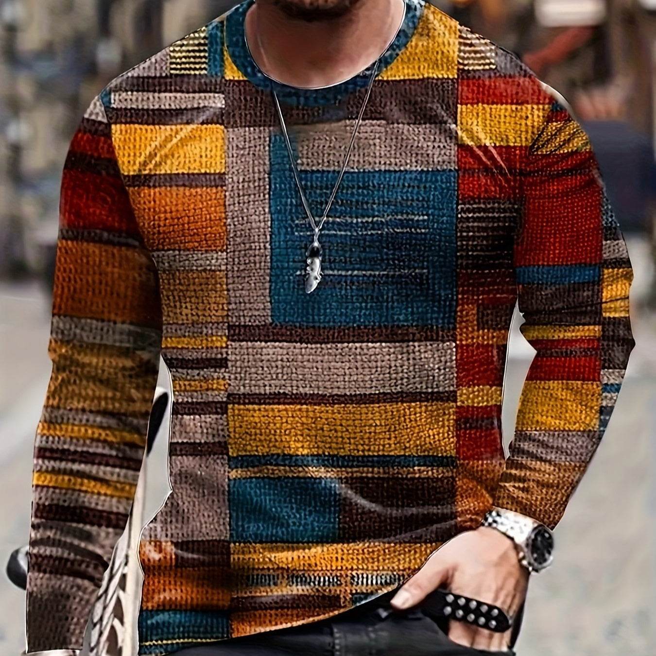 Design Trend Men's 3D Digital Printed Top - Long Sleeve, Slim Fit Style - Buy Center US