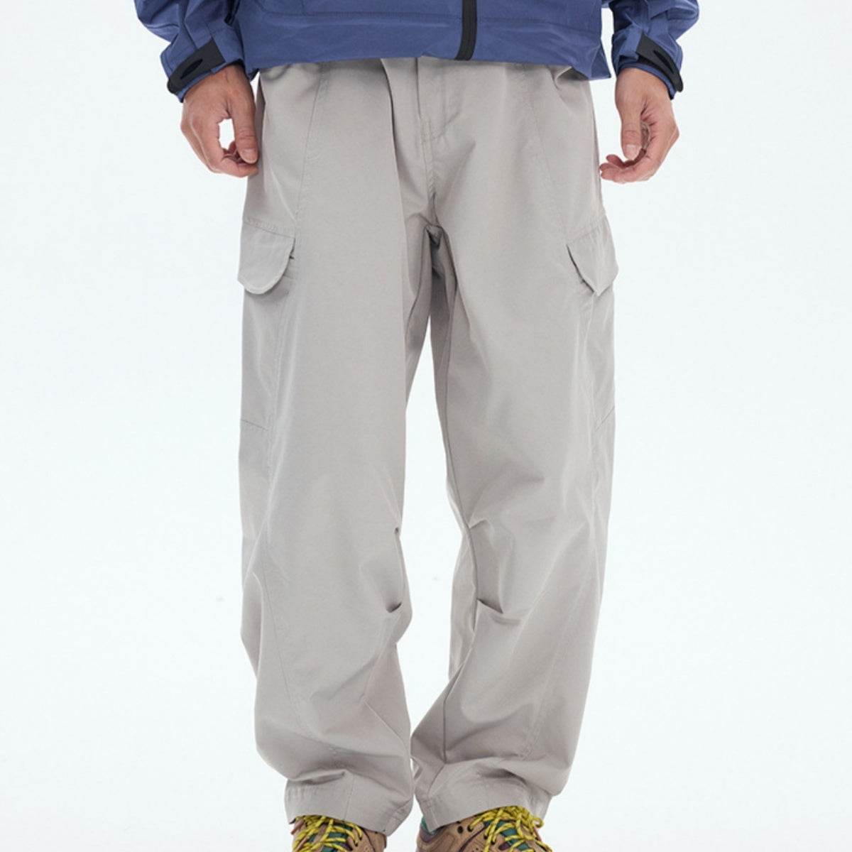Buycenter Men's Leisure Cargo Trousers - Chemical Fiber Blend, Straight Fit - Buy Center US