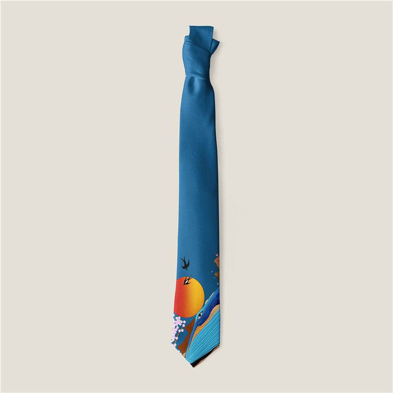 Buycenter Creative Animal Rose Print Tie - Stylish Polyester Necktie - Buy Center US