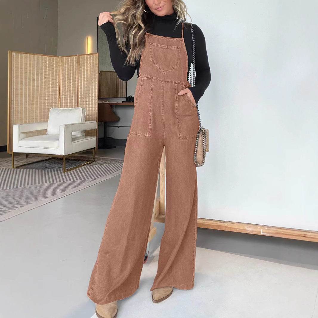 Fashion Denim Wide Leg Jumpsuit for Women - Stylish Sleeveless Design - Buy Center US