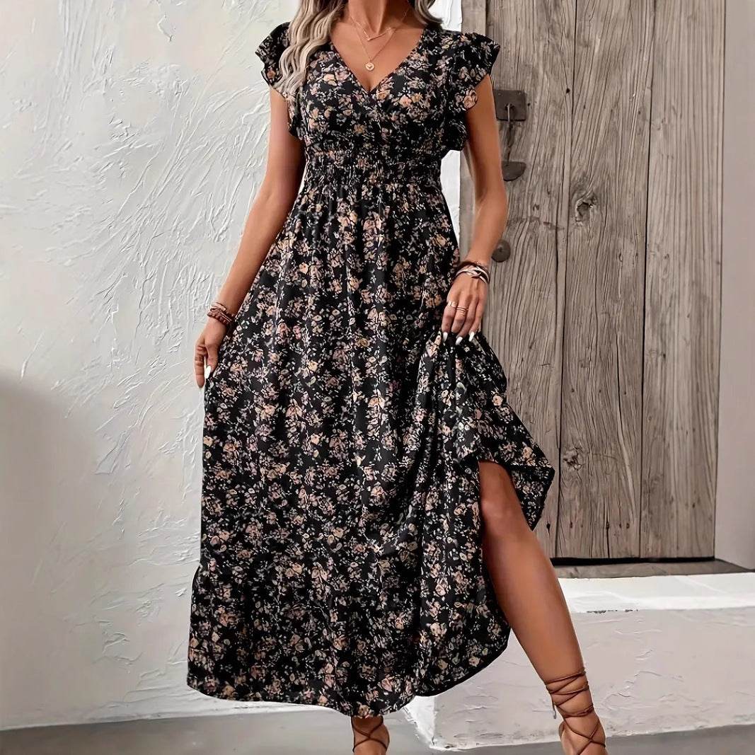 Fashion Floral Long Sleeve Swing Dress - Japanese & Korean Casual Style - Buy Center US