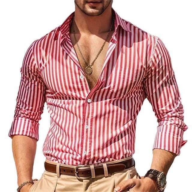 Men's 3D Irregular Floral Pattern Long Sleeve Shirt - Casual Style - Buy Center US