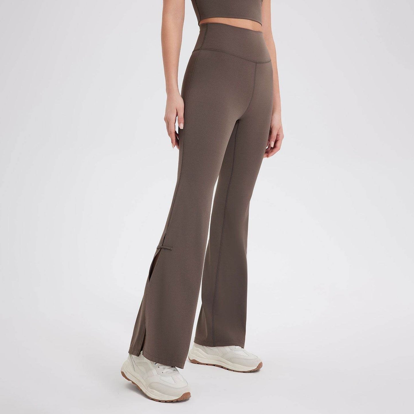 Peach High Waist Bell-Bottom Pants - Soft Moisture-Wicking Sportswear - Buy Center US