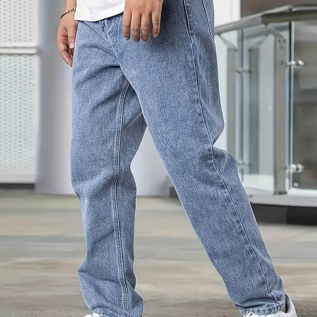 Loose Fit Men's Jeans - Cotton Blend, All-Season Basics for Adults - Buy Center US