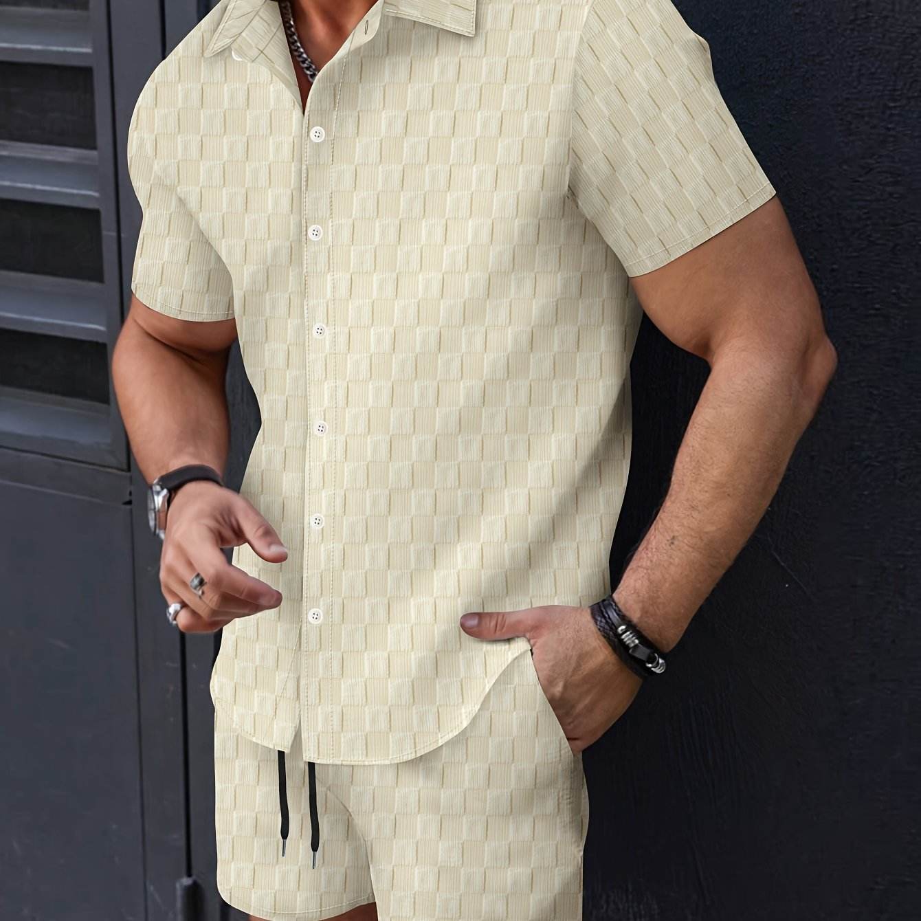 NIKXUAN Men's Casual Short-Sleeved Suit - Breathable Checkered Summer Top - Buy Center US