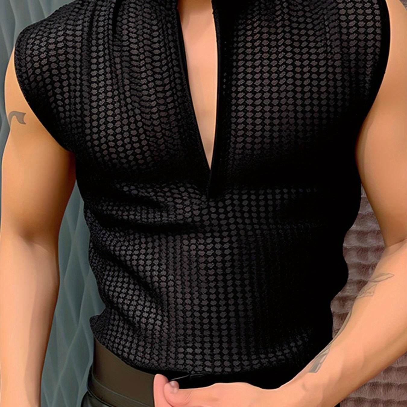 INCERUN Men's V-Neck Knit Tank Top - Casual Solid Color for Summer - Buy Center US