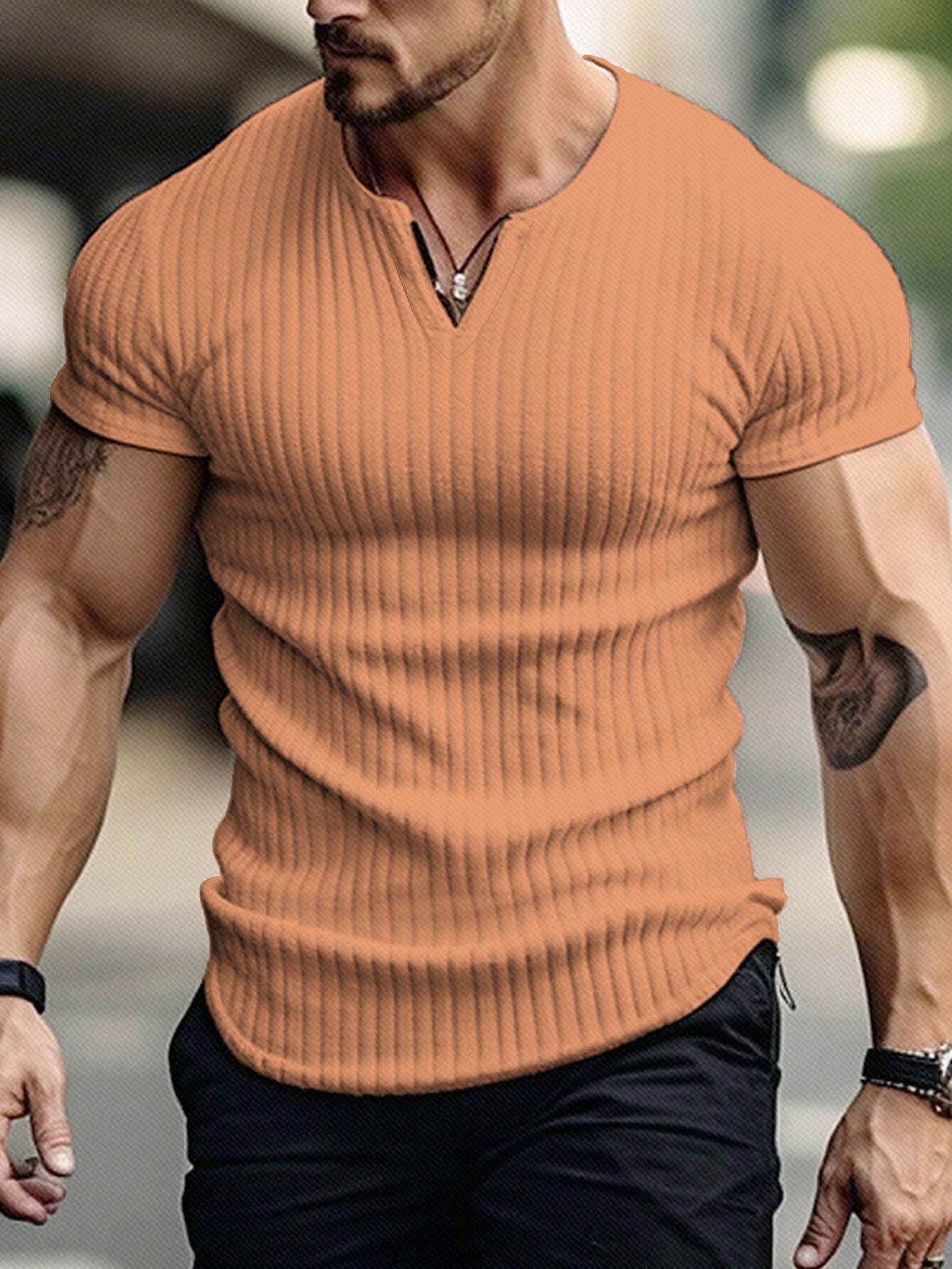 Sports Slim-Fitting Men's Short Sleeve Shirt - Stylish Stripes in Multiple Colors - Buy Center US