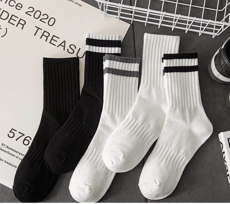 Buycenter Men's Mid-Calf Socks - Pure Color Casual Sports Style - Buy Center US