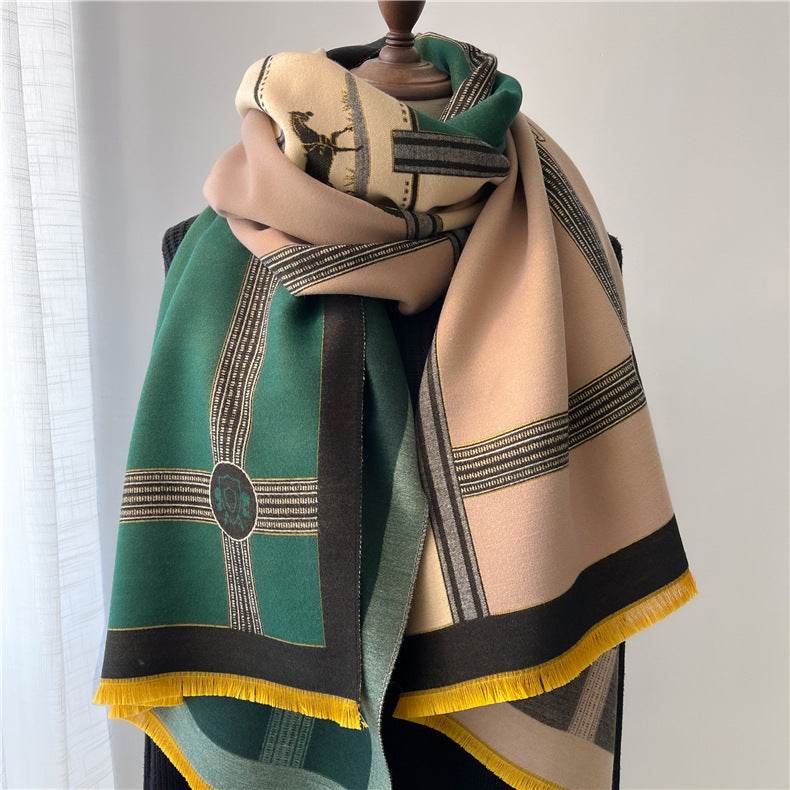 Women's Thickening Shawl Scarf - Stylish Warmth with Tassels - Buy Center US