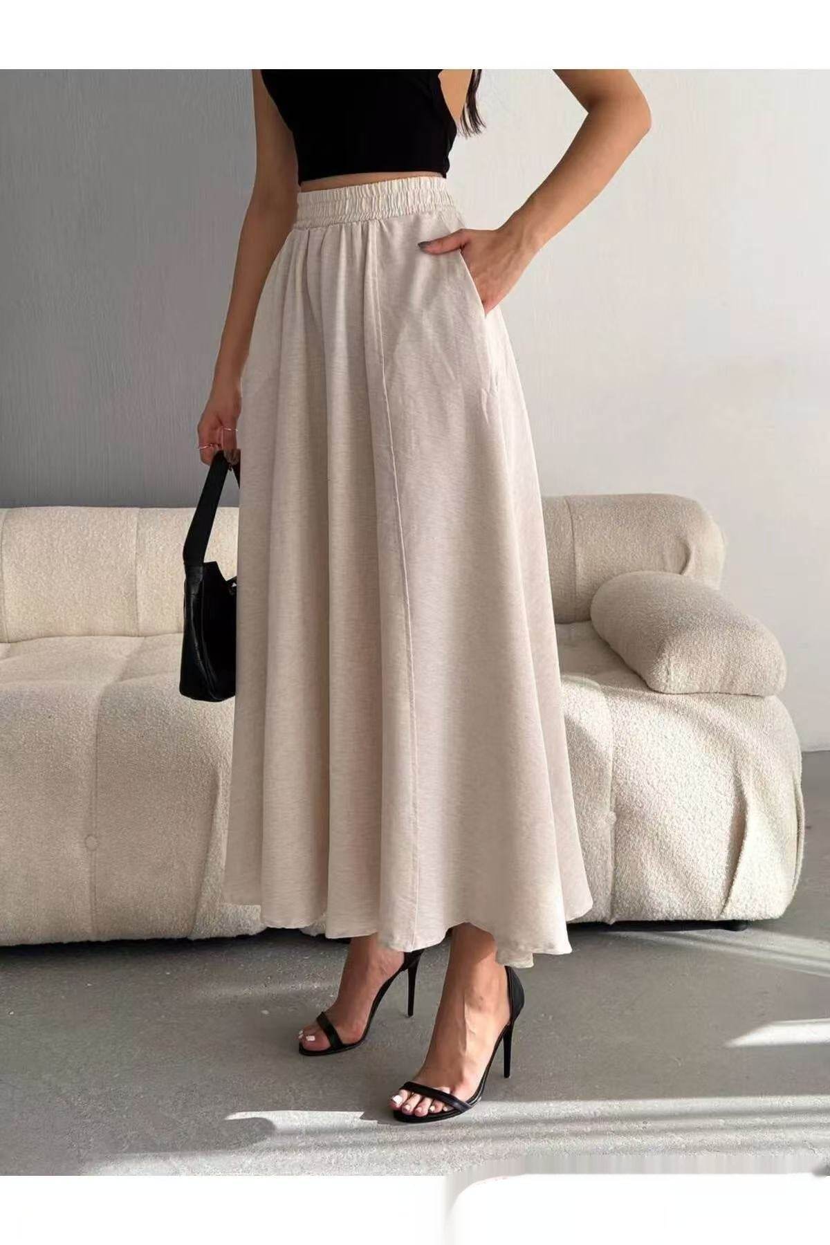 European & American A-Line Long Dress - Loose Fit, Patchwork Style - Buy Center US