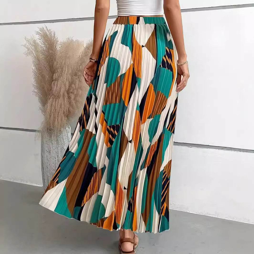 Women's A-Line Casual Printing Skirt - Stylish Polyester Long Skirt - Buy Center US