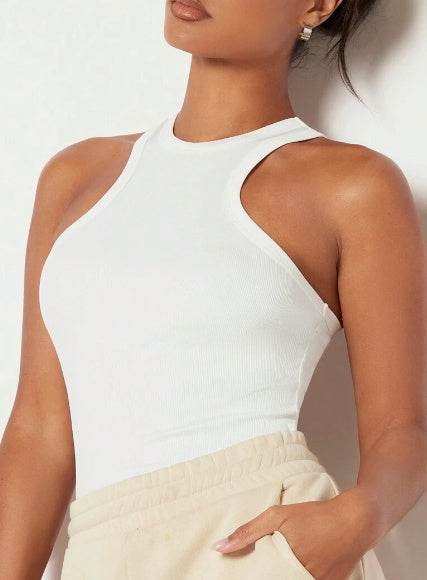 Women's Solid Color Halter Top - Backless Crop Style, Casual Fit - Buy Center US