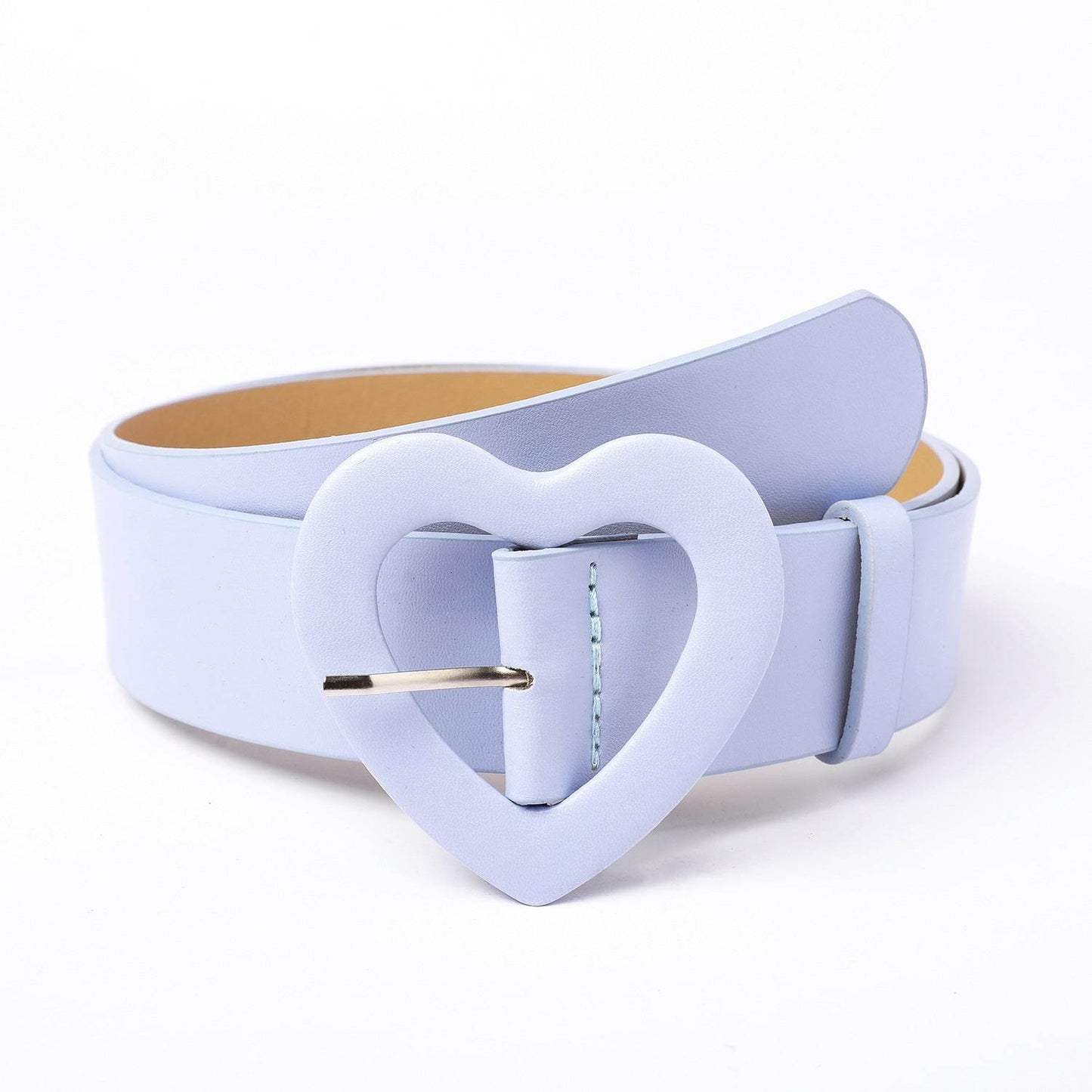 Wide Belt with Heart-shaped Buckle - Rose Red PU Leather Design - Buy Center US