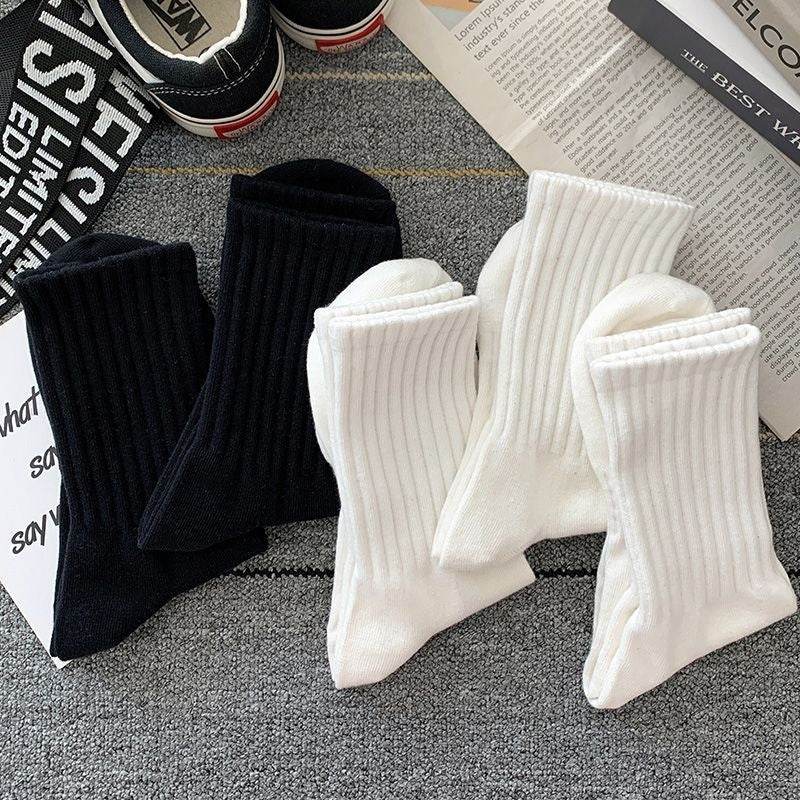Buycenter Men's Mid-Calf Socks - Pure Color Casual Sports Style - Buy Center US