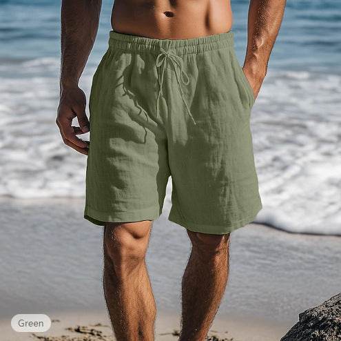 Buycenter Cotton Linen Drawstring Shorts - Elastic Waist, Multi-Pocket Style - Buy Center US