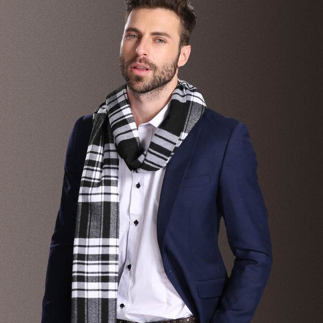 Buycenter Men's Winter Shawl Scarf - Warm Tartan Style for Spring & Autumn - Buy Center US