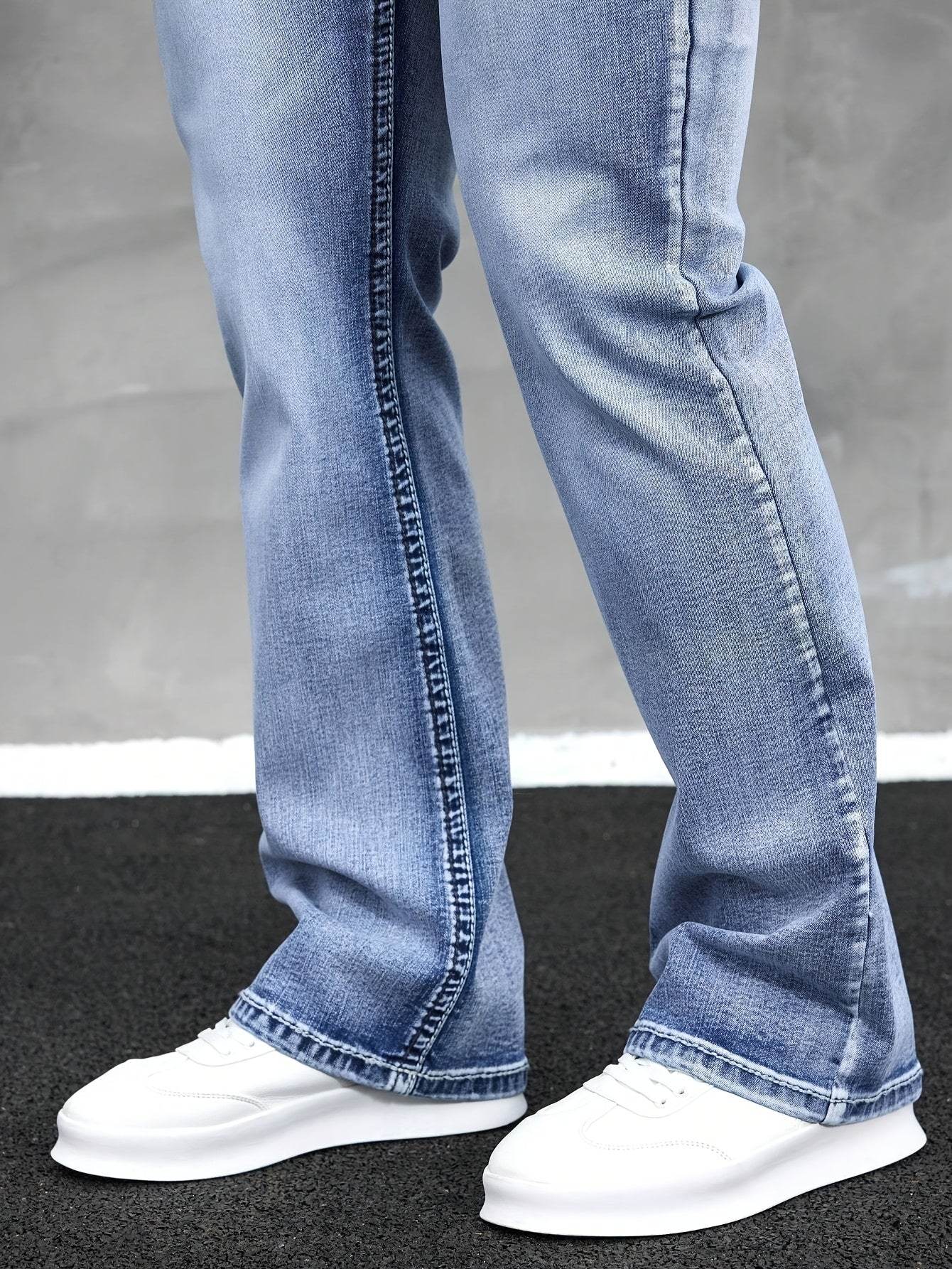 ESDVQ Men's Slim-Fit Vintage Bell-Bottom Jeans - Embroidered Curved Style - Buy Center US