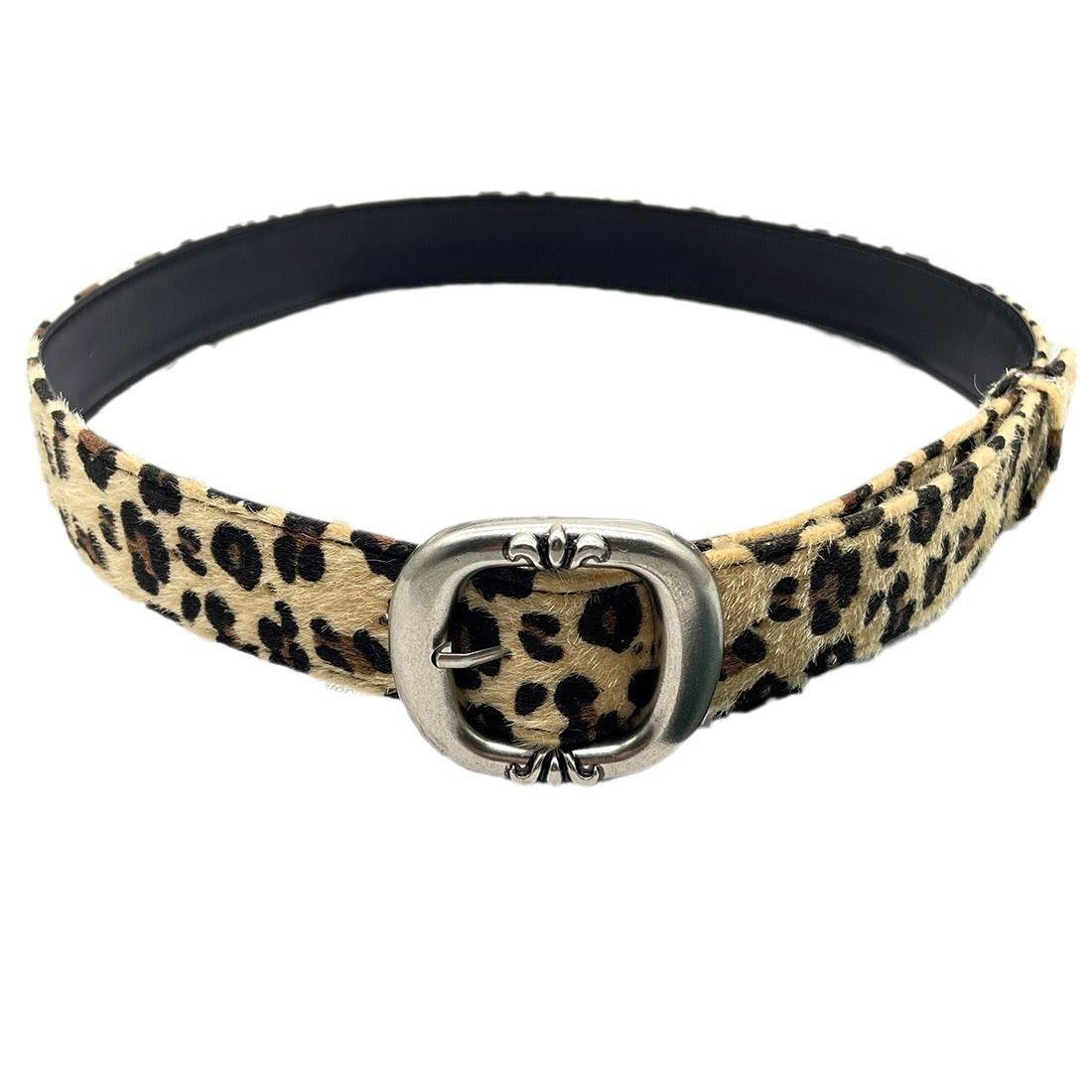 Leopard Print and Zebra Print Belt - Thick Round/Square Buckle Style - Buy Center US