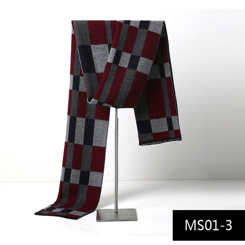 Buycenter Men's Cashmere Warm Scarf - Stylish Grid Design for Autumn - Buy Center US