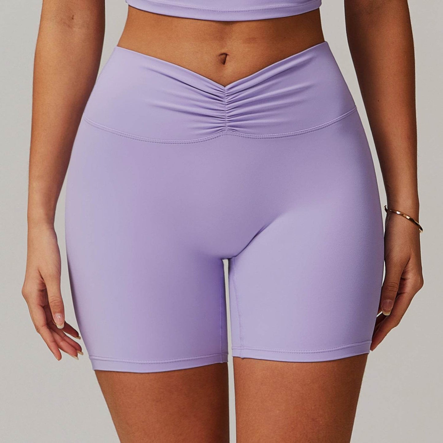 Peach High Waist Yoga Pants - Pleated Hip Raise for Comfort and Style - Buy Center US